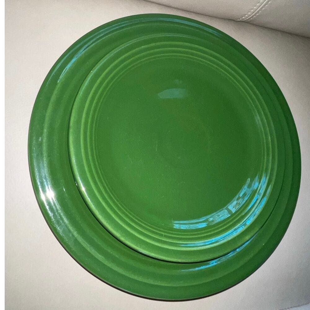 Vintage Fiestaware Forest Green Set: 9.5" Luncheon & 7.5" Salad Plates - 1950s